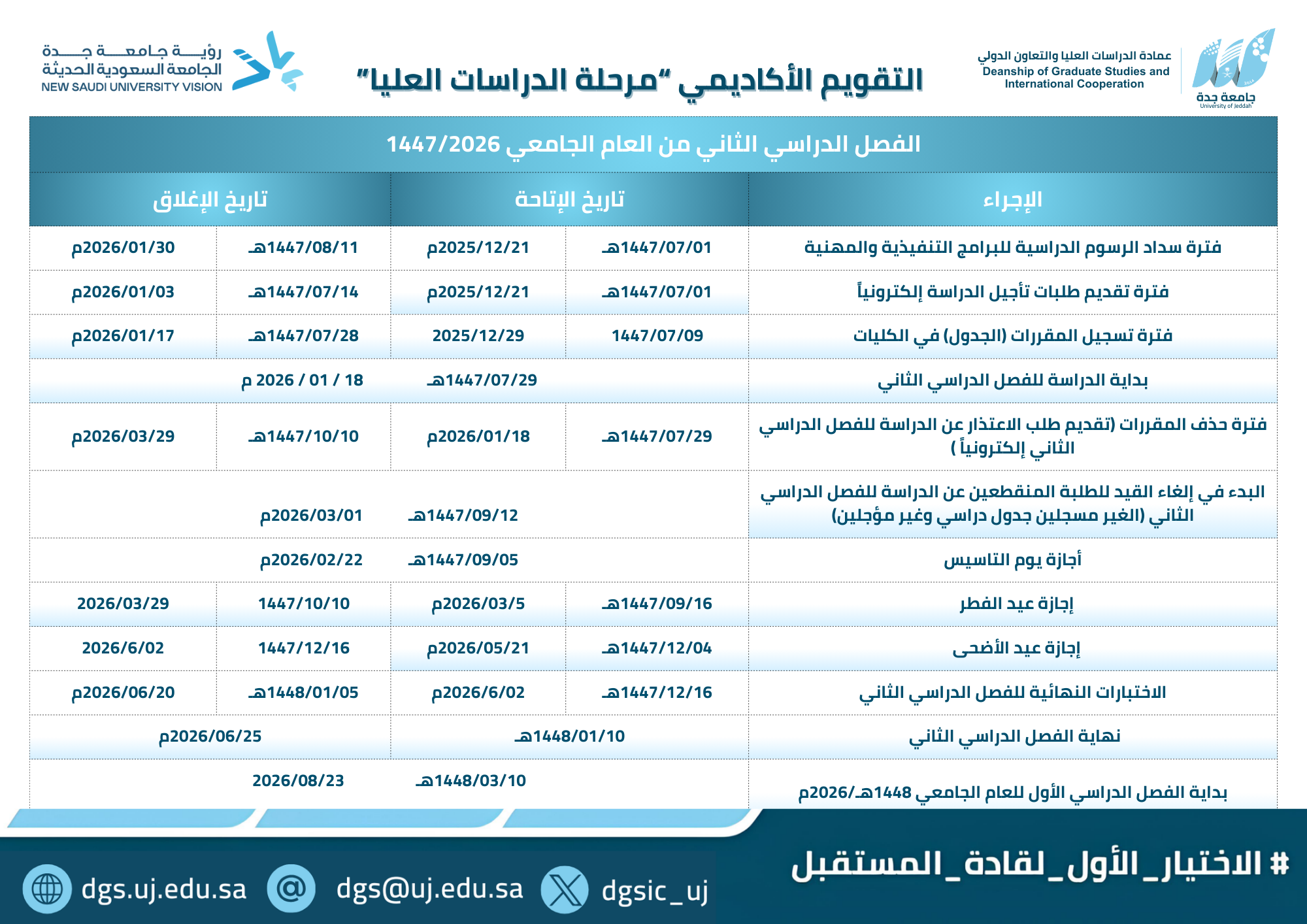 التقويم الاكاديمي