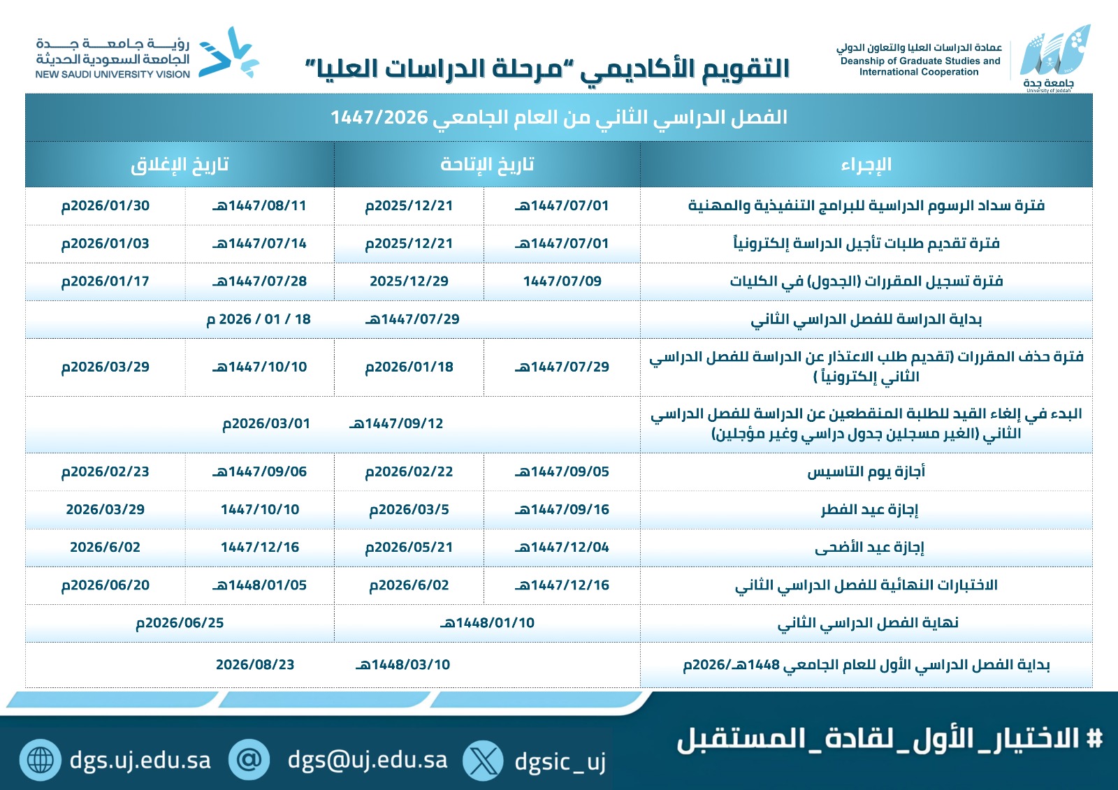 التقويم الاكاديمي